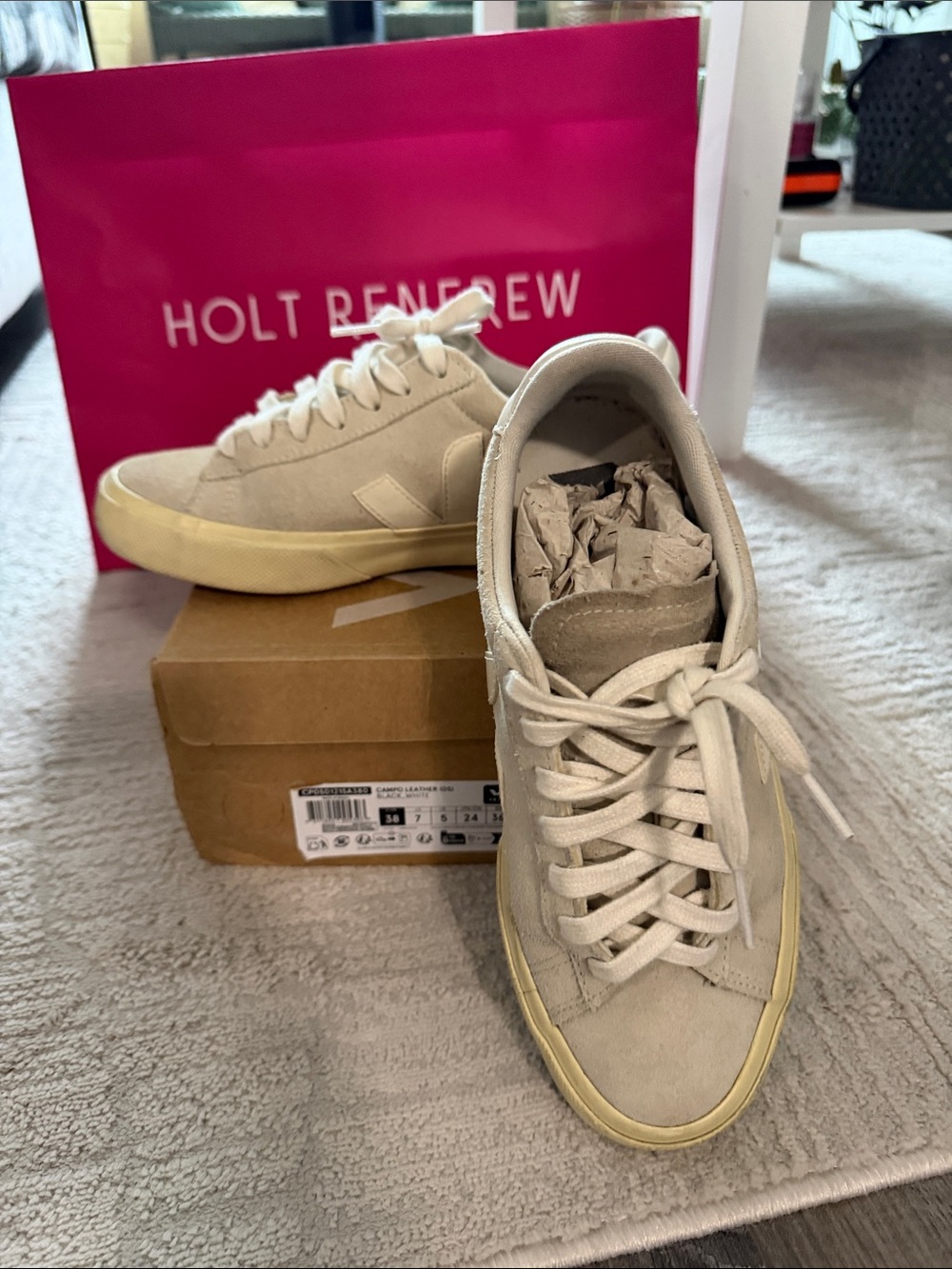 Veja Beige Suede Women's Sneakers